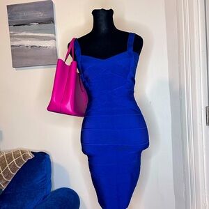 Bodycon bandage dress in bright blue size S